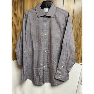 Brooks Brothers Mens Shirt 16.5-34 Regent Fit Non Iron Stretch Purple Blk‎ Check